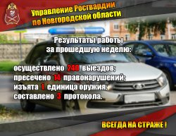 Результаты работы подразделений регионального управления Росгвардии за прошедшую неделю Результаты работы подразделений регионального управления Росгвардии за прошедшую неделю