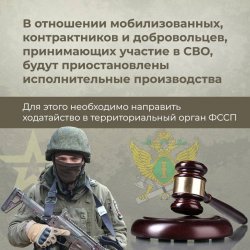 Исполнительные производства в отношении участников СВО подлежат приостановлению Исполнительные производства в отношении участников СВО подлежат приостановлению